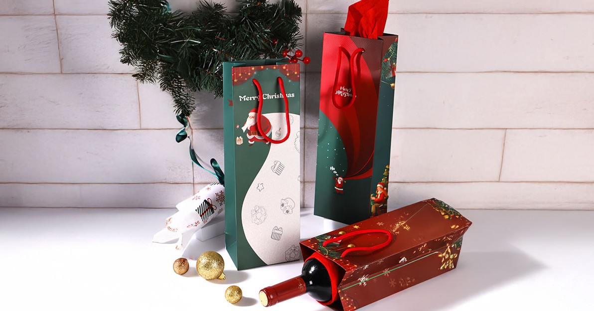 Christmas wine bags